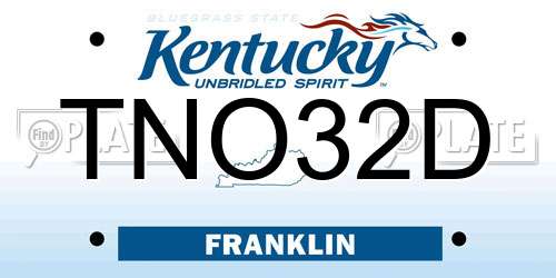 TNO32D Kentucky License Plate