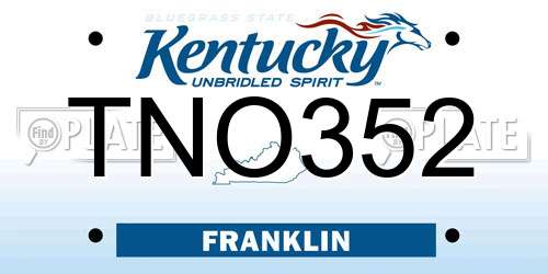 TNO352 Kentucky License Plate