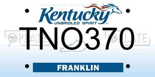 TNO370 Kentucky License Plate
