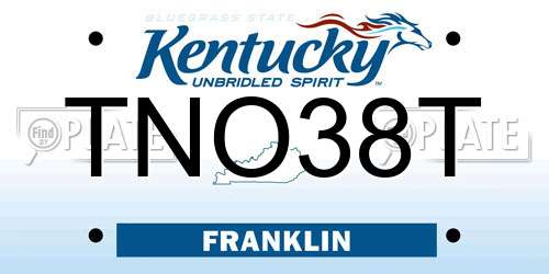 TNO38T Kentucky License Plate
