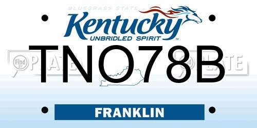 TNO78B Kentucky License Plate