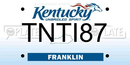 TNTI87 Kentucky License Plate