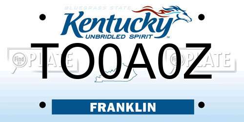 TO0A0Z Kentucky License Plate