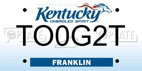 TO0G2T Kentucky License Plate