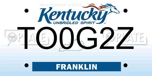 TO0G2Z Kentucky License Plate