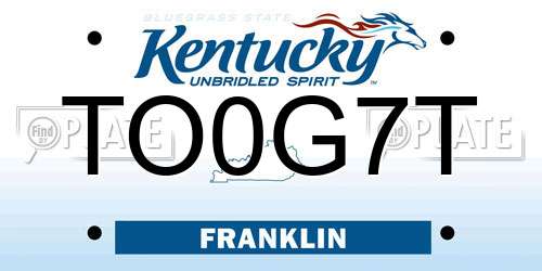 TO0G7T Kentucky License Plate