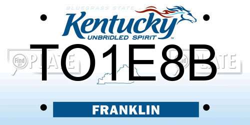 TO1E8B Kentucky License Plate