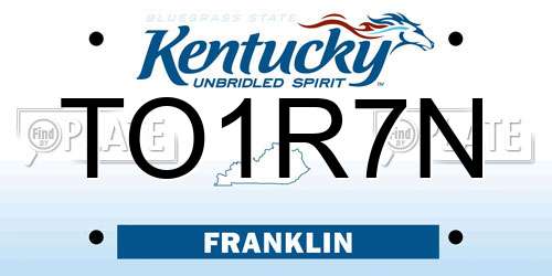 TO1R7N Kentucky License Plate