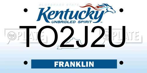 TO2J2U Kentucky License Plate