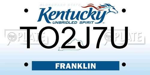 TO2J7U Kentucky License Plate