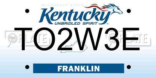 TO2W3E Kentucky License Plate