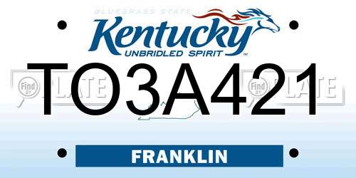 TO3A421 Kentucky License Plate
