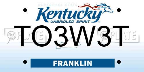TO3W3T Kentucky License Plate