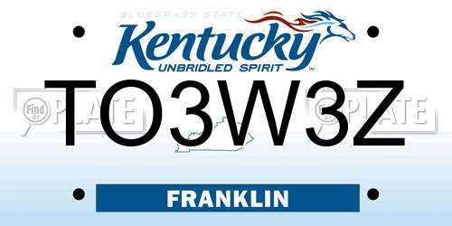 TO3W3Z Kentucky License Plate