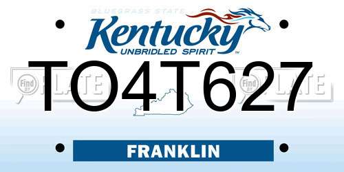 TO4T627 Kentucky License Plate