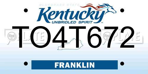 TO4T672 Kentucky License Plate