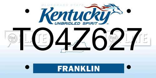 TO4Z627 Kentucky License Plate