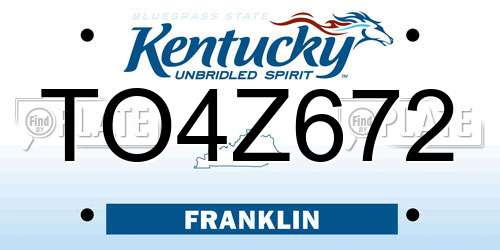 TO4Z672 Kentucky License Plate