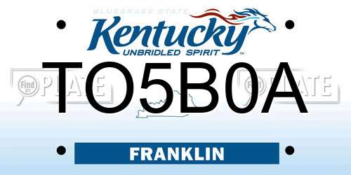 TO5B0A Kentucky License Plate
