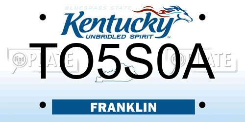TO5S0A Kentucky License Plate