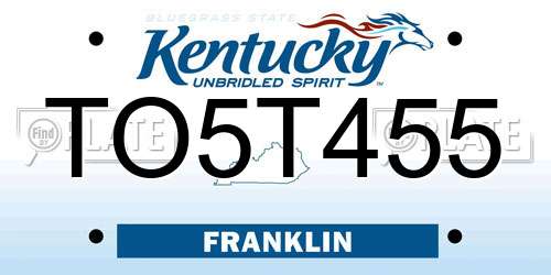 TO5T455 Kentucky License Plate