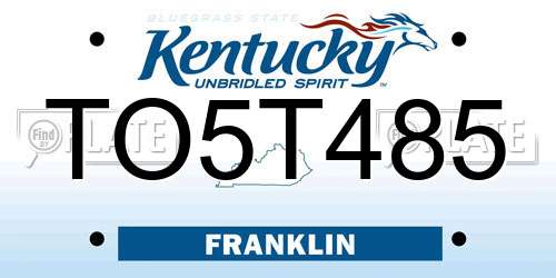 TO5T485 Kentucky License Plate