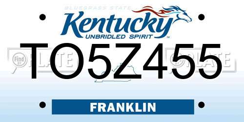 TO5Z455 Kentucky License Plate
