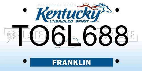 TO6L688 Kentucky License Plate