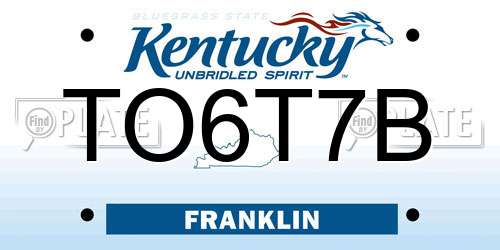 TO6T7B Kentucky License Plate