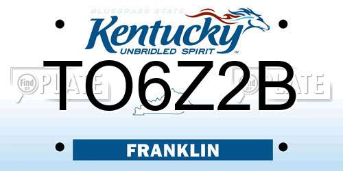 TO6Z2B Kentucky License Plate