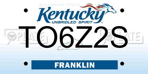TO6Z2S Kentucky License Plate