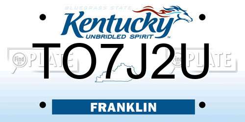 TO7J2U Kentucky License Plate