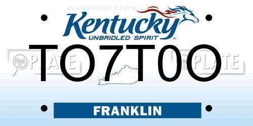 TO7T0O Kentucky License Plate