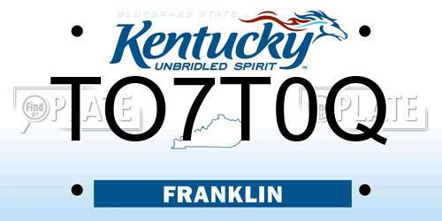 TO7T0Q Kentucky License Plate