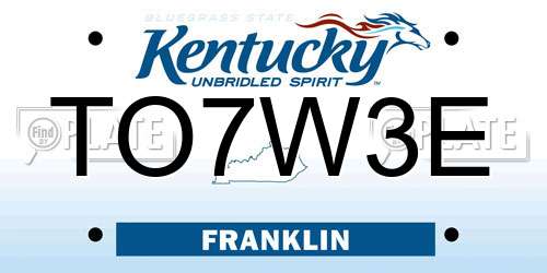 TO7W3E Kentucky License Plate