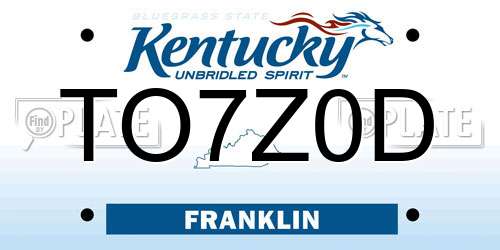 TO7Z0D Kentucky License Plate