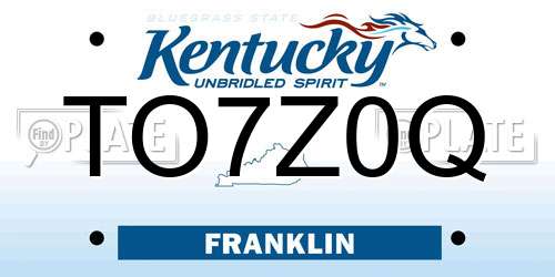 TO7Z0Q Kentucky License Plate