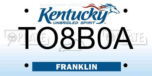 TO8B0A Kentucky License Plate