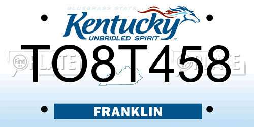 TO8T458 Kentucky License Plate