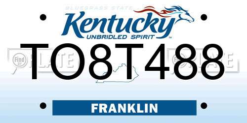 TO8T488 Kentucky License Plate