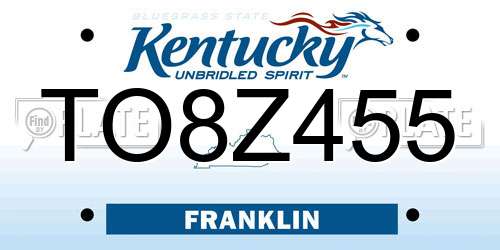 TO8Z455 Kentucky License Plate