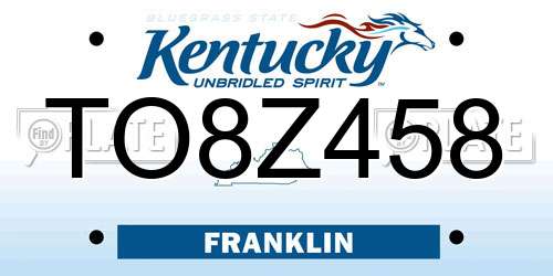 TO8Z458 Kentucky License Plate