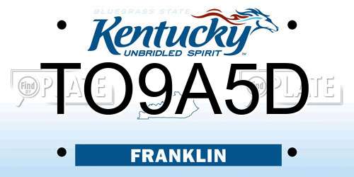 TO9A5D Kentucky License Plate