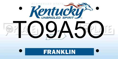 TO9A5O Kentucky License Plate