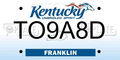 TO9A8D Kentucky License Plate