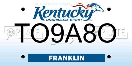 TO9A8O Kentucky License Plate