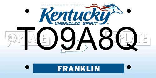 TO9A8Q Kentucky License Plate