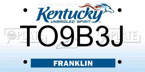 TO9B3J Kentucky License Plate