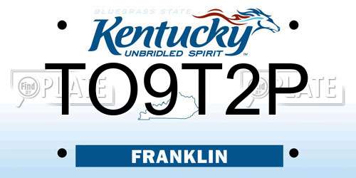 TO9T2P Kentucky License Plate