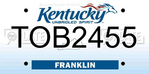 TOB2455 Kentucky License Plate